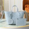 sy_no_F482DF1384FE5C5EA569109A07896545_0 Ice Blue Mahina Perforated Leather Tote Bag