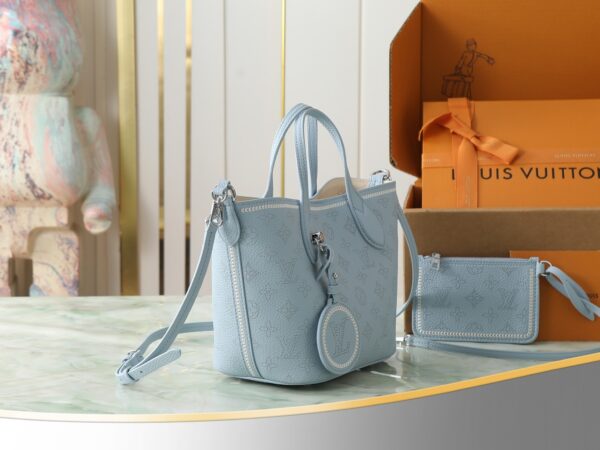 sy_no_F482DF1384FE5C5EA569109A07896545_1 Ice Blue Mahina Perforated Leather Tote Bag
