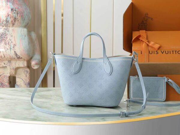 sy_no_F482DF1384FE5C5EA569109A07896545_2 Ice Blue Mahina Perforated Leather Tote Bag