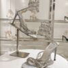 Sparkling Silver Crystal Chandelier Spiral High-Heel Sandals