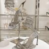 Sparkling Silver Crystal Chandelier Spiral High-Heel Sandals