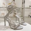 Sparkling Silver Crystal Chandelier Spiral High-Heel Sandals