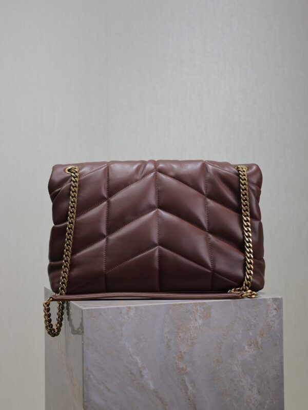 YSL Loulou 35cm Quilted Lambskin Bag – Coffee Brown