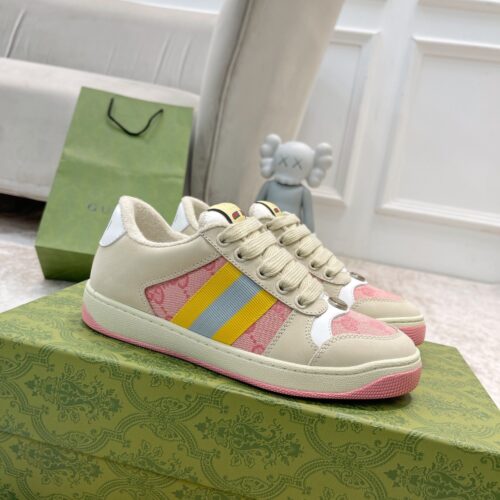 sy_no_F5F3671D9B89F27AE782991ADD11B014_0 Cream, Pink & Monogram Retro Sneakers
