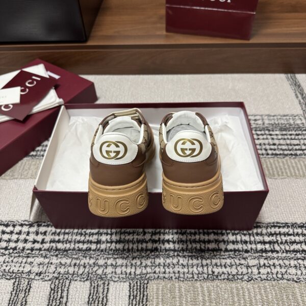 sy_no_F6003CBE59D16B093FDDC5EADEA472A7_5 Gucci Re-Web Sneaker in Beige & Ebony GG Supreme Canvas with Brown Leather Trim