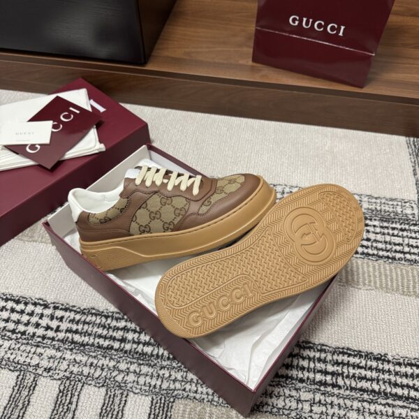 sy_no_F6003CBE59D16B093FDDC5EADEA472A7_8 Gucci Re-Web Sneaker in Beige & Ebony GG Supreme Canvas with Brown Leather Trim