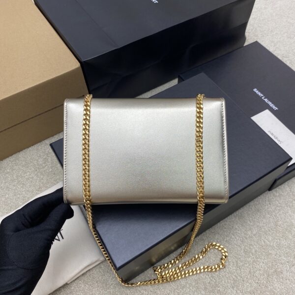 YSL Kate Medium Bag – Embossed Leather & Silver Gold