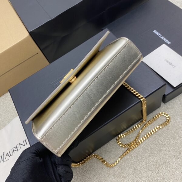 YSL Kate Medium Bag – Embossed Leather & Silver Gold