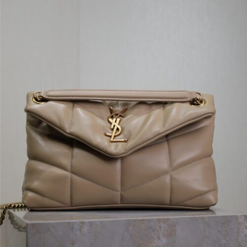 YSL Loulou 29cm Quilted Chain Bag – Beige