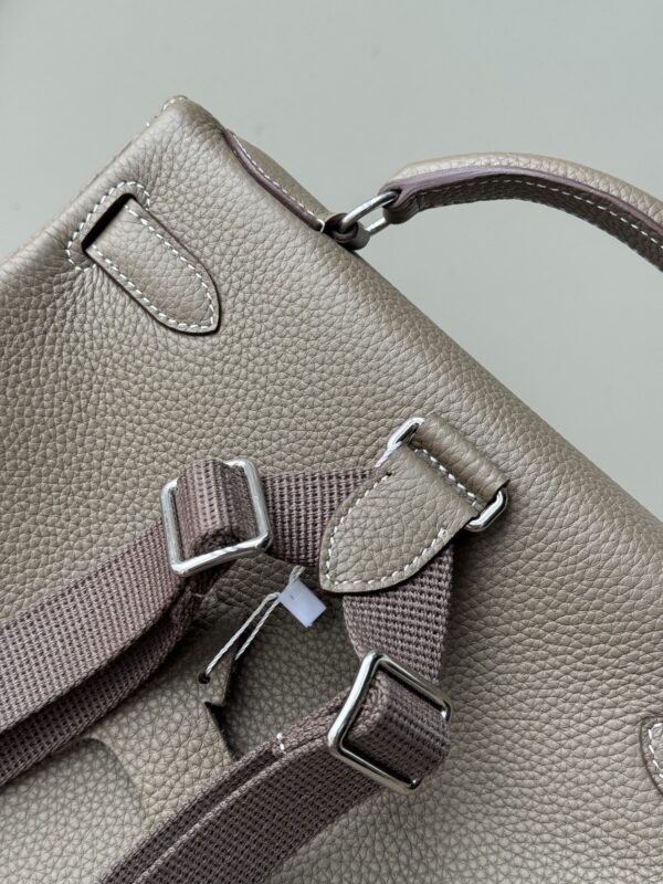sy_no_F7B2AFD84D4F2080F67362212BBD7B1A_6 Kelly Ado 28 Backpack – Elephant Gray Togo Leather