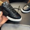 sy_no_F85463574ED27270584A0B89886274BB_1 Black Croc-Embossed Leather 3D Logo Low-Top Sneakers