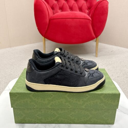 sy_no_F9E9BC653360D72C21C4AA20F79D076F_0 Gucci Screener Black GG Canvas & Suede Sneaker – Black