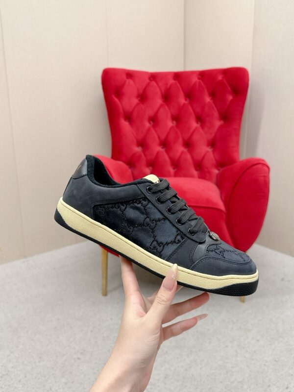 sy_no_F9E9BC653360D72C21C4AA20F79D076F_3 Gucci Screener Black GG Canvas & Suede Sneaker – Black