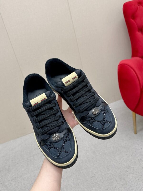 sy_no_F9E9BC653360D72C21C4AA20F79D076F_4 Gucci Screener Black GG Canvas & Suede Sneaker – Black