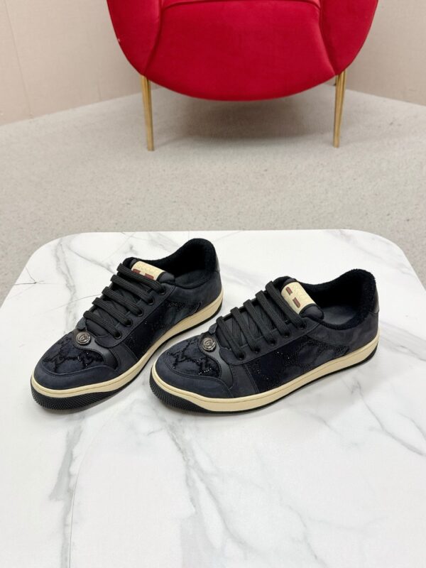sy_no_F9E9BC653360D72C21C4AA20F79D076F_5 Gucci Screener Black GG Canvas & Suede Sneaker – Black