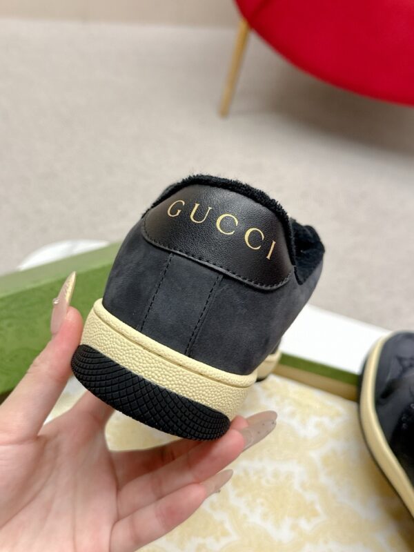 sy_no_F9E9BC653360D72C21C4AA20F79D076F_6 Gucci Screener Black GG Canvas & Suede Sneaker – Black