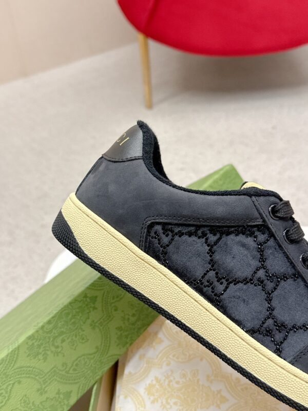 sy_no_F9E9BC653360D72C21C4AA20F79D076F_7 Gucci Screener Black GG Canvas & Suede Sneaker – Black