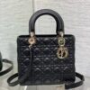 sy_no_FA26B0491A4CEFDD6E037B82035A0078_0 Dior Black and Gold Lambskin 5-Gusset Lady Dior Bag