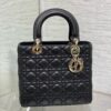 sy_no_FA26B0491A4CEFDD6E037B82035A0078_1 Dior Black and Gold Lambskin 5-Gusset Lady Dior Bag