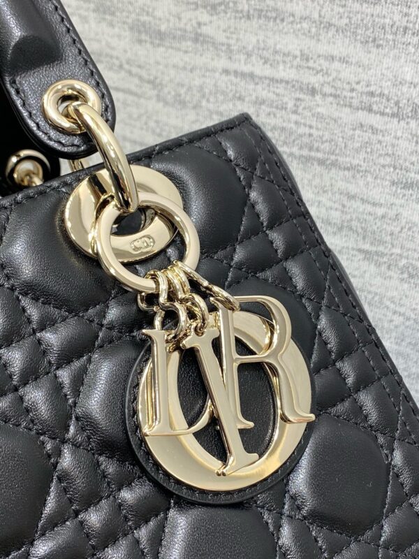 sy_no_FA26B0491A4CEFDD6E037B82035A0078_2 Dior Black and Gold Lambskin 5-Gusset Lady Dior Bag
