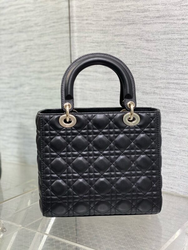 sy_no_FA26B0491A4CEFDD6E037B82035A0078_4 Dior Black and Gold Lambskin 5-Gusset Lady Dior Bag