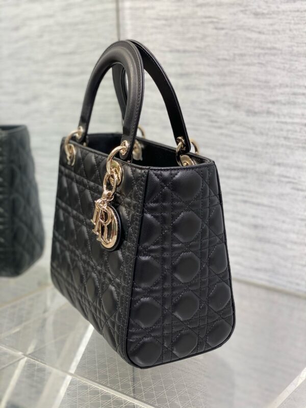 sy_no_FA26B0491A4CEFDD6E037B82035A0078_5 Dior Black and Gold Lambskin 5-Gusset Lady Dior Bag