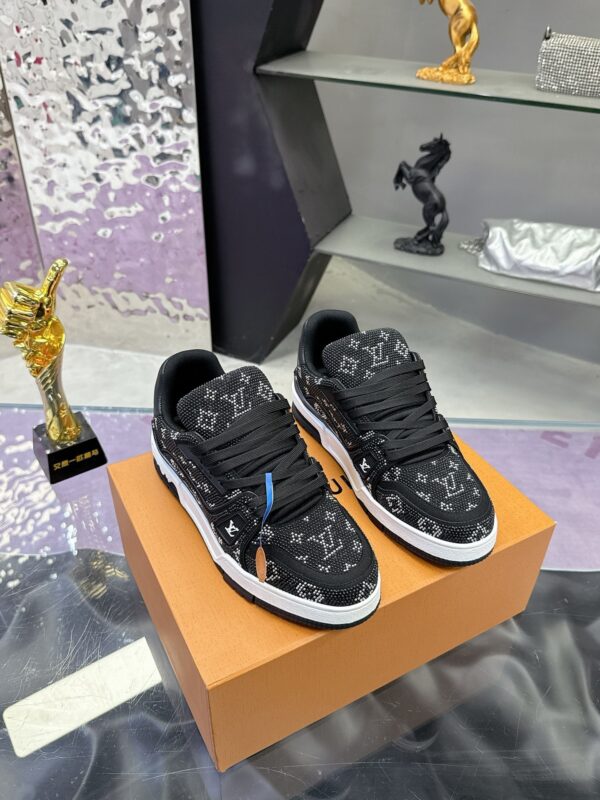 Louis Vuitton LV Trainer Maxi Black Crystal-Embellished Sneakers
