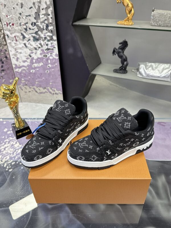 Louis Vuitton LV Trainer Maxi Black Crystal-Embellished Sneakers
