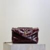 YSL Loulou Mini Double-Chain Bag – Burgundy Waxed Leather