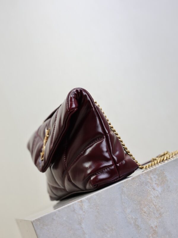 YSL Loulou Mini Double-Chain Bag – Burgundy Waxed Leather