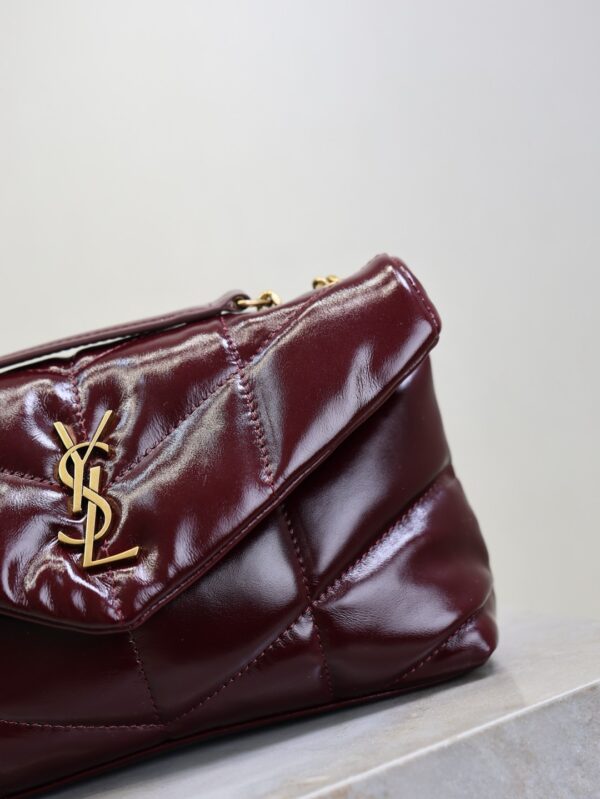 YSL Loulou Mini Double-Chain Bag – Burgundy Waxed Leather