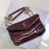 YSL Loulou Mini Double-Chain Bag – Burgundy Waxed Leather