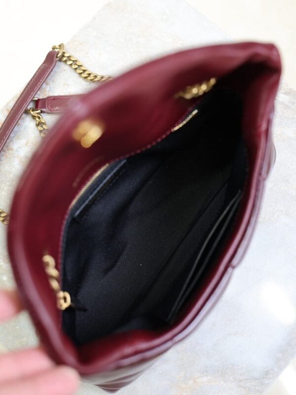 YSL Loulou Mini Double-Chain Bag – Burgundy Waxed Leather