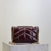 YSL Loulou Mini Double-Chain Bag – Burgundy Waxed Leather