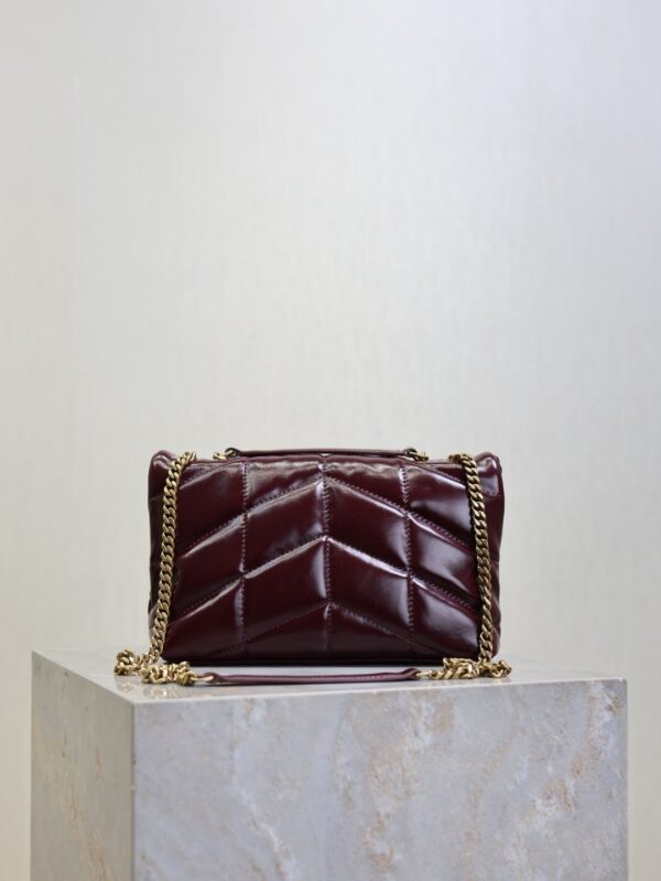 YSL Loulou Mini Double-Chain Bag – Burgundy Waxed Leather