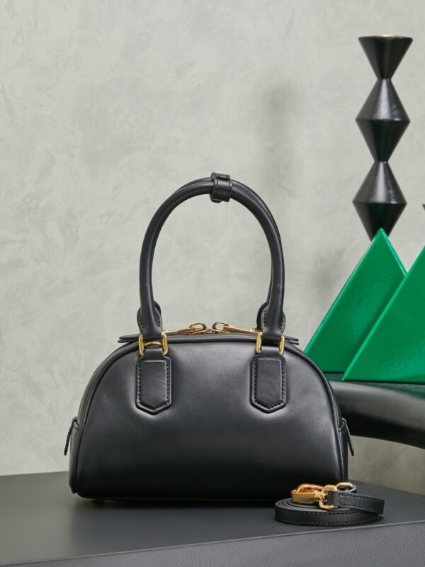 Miu Miu Women's Arcadie Calfskin Bowling Bag – Vintage-Style Shell Bag (Suitable for Commuting; Shoulder, Crossbody, or Hand-Carry)