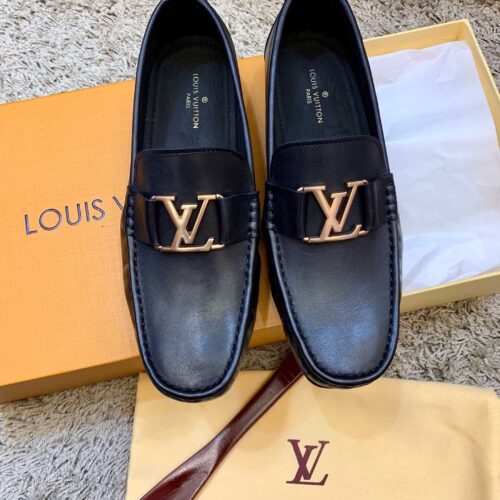 Black & Deep Blue Calfskin Driving Loafers