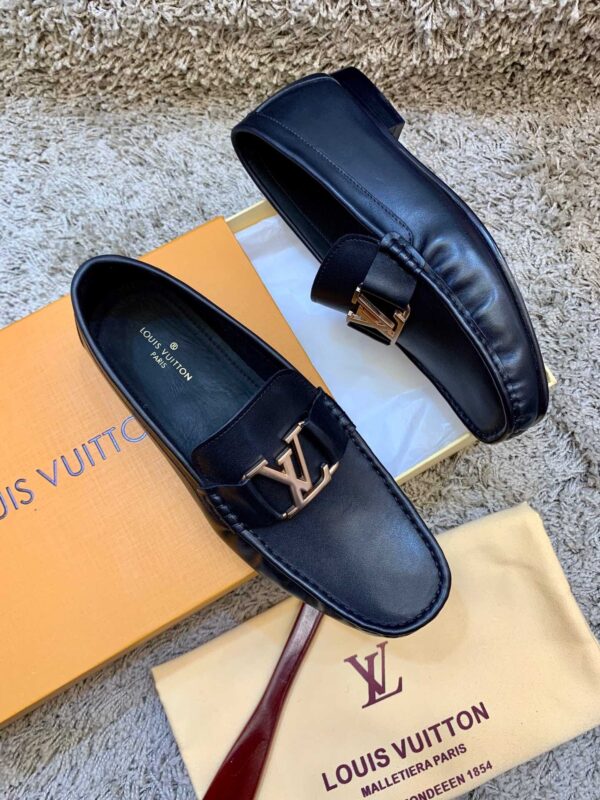 sy_no_FCAF9AC91EA9B1EFD71483694D72B468_2 Black & Deep Blue Calfskin Driving Loafers