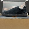 sy_no_FD96BFD8E2CA684A085E309BB0A2081A_7 All-Black Suede Triple-Cross Slip-On Shoes