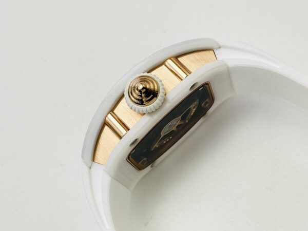 sy_no_00CC0987160F17629F3E723283F6AEE6_4 RICHARD MILLE ladies' series automatic mechanical movement with diamond studded white dial, ceramic case, rubber strap