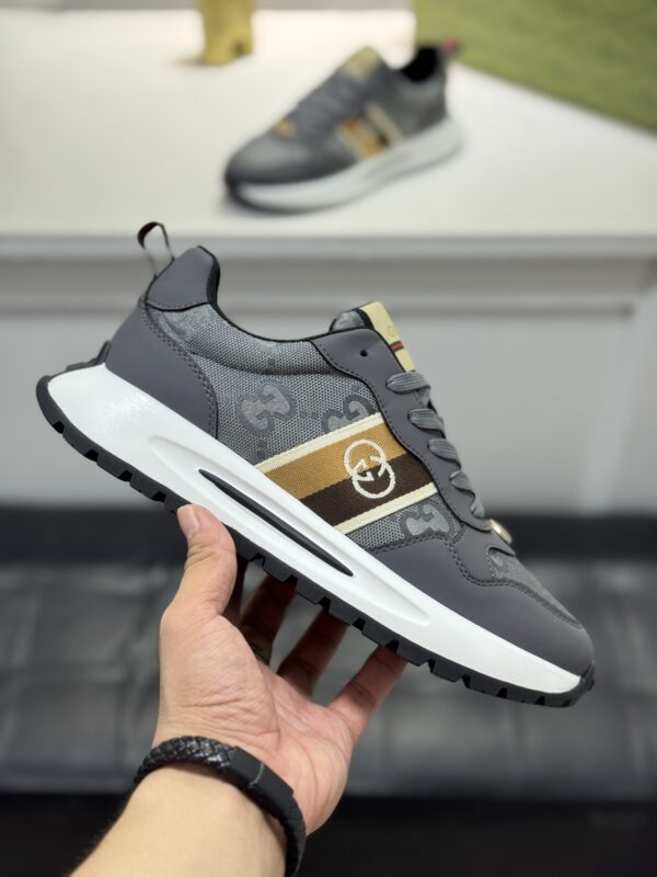 sy_no_00DDC8A5542CFA3EB9956260601502B8_3 Gucci Grey GG Monogram Web Stripe Low-Top Sneaker