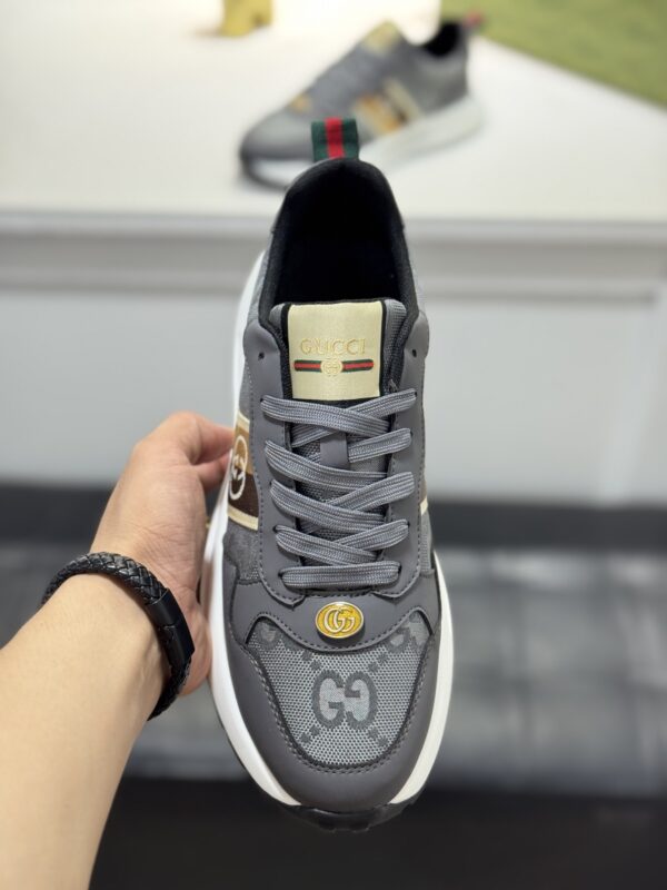 sy_no_00DDC8A5542CFA3EB9956260601502B8_4 Gucci Grey GG Monogram Web Stripe Low-Top Sneaker
