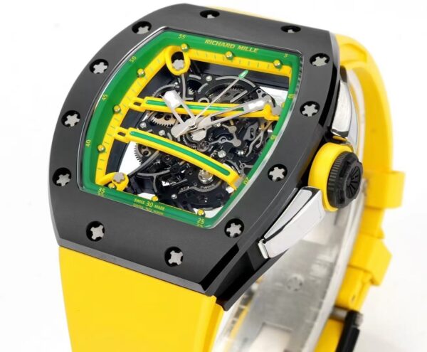 sy_no_021EC48390FEEF7EA86E872B3E3CCF1D_3 RICHARD MILLE Manual Mechanical Movement RICHARD MILLE Hollow Dial Ceramic Case Carbon Fiber Strap