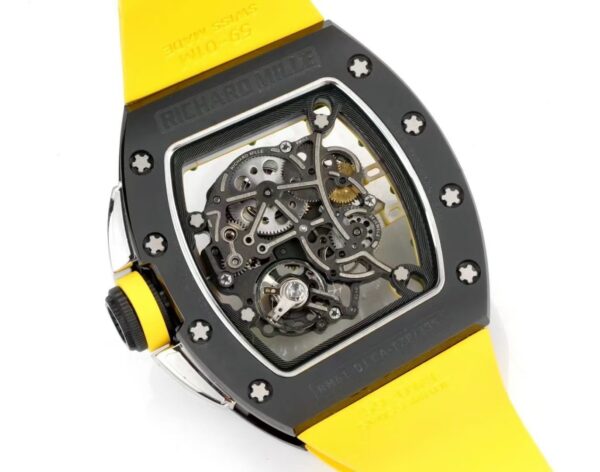 sy_no_021EC48390FEEF7EA86E872B3E3CCF1D_6 RICHARD MILLE Manual Mechanical Movement RICHARD MILLE Hollow Dial Ceramic Case Carbon Fiber Strap