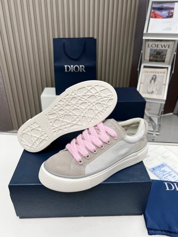 sy_no_0387E9F71AE4C705EF15F5B2DDB212F4_5 Dior Grey Suede Silver Oblique Jacquard Pink-Lace Low-Top Sneaker