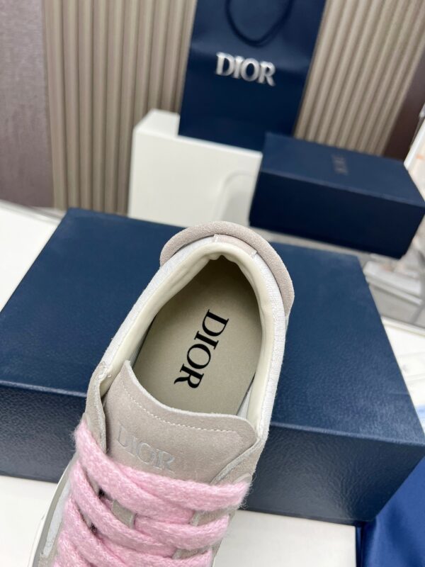 sy_no_0387E9F71AE4C705EF15F5B2DDB212F4_8 Dior Grey Suede Silver Oblique Jacquard Pink-Lace Low-Top Sneaker