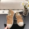 Chanel Brown Suede Low-Top Shoe with Cap-Toe & CC Chain Detail