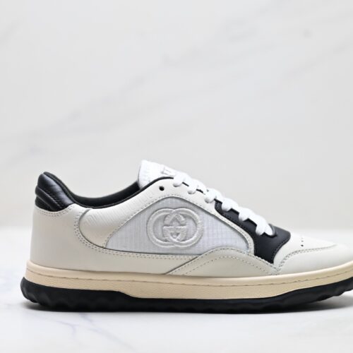 sy_no_04FC939BB1C9CF30B30FCF9DC087CC69_0 Gucci MAC8 White & Black Sneaker with Interlocking G Logo & Two-Tone Sole