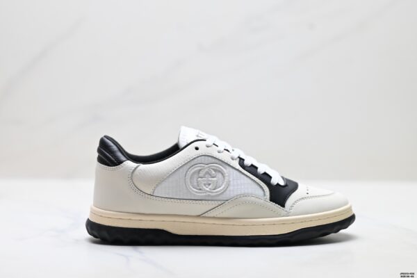 Gucci MAC8 White & Black Sneaker with Interlocking G Logo & Two-Tone Sole
