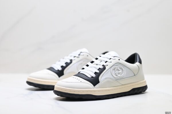 Gucci MAC8 White & Black Sneaker with Interlocking G Logo & Two-Tone Sole